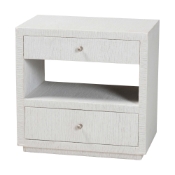 bali & pari Kai Grasscloth End Table - 2-Drawer Accent Table or Nightstand with Open Shelf, Handwoven Decor for Bedroom or Living Room